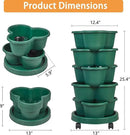 VECELO 5 Tier Vertical Garden Planter, Self Watering Stackable Planters with Wheels for Strawberries, Herbs, Flowers, Vegetables, Dark Green by CozyNest Decor