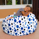 Posh Creations Bean Bag Chair for Kids, Teens, and Adults Includes Removable and Machine Washable Cover, Canvas Bubbles Blue and White, 38in - Large by TinyTreasures Baby Boutique