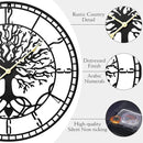 Tree of Life Wall Clock – Elegant 24-Inch Oversized Metal Farmhouse Decor for Living Room, Modern Battery Operated Wall Clock with Silent Operation by CozyNest Decor