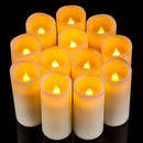 Flameless Candles Flickering LED Candles Set of 12 (D:2.2" X H:5") Ivory Real Wax Pillar Battery Opeated Candles with 10-Key Remote and Cycling 24 Hours Timer by CozyNest Decor