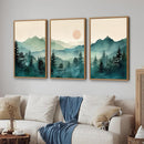 SIGNINART Large Boho Mountain Framed Canvas Wall Art Set, Nature Pine Tree Wall Painting, Abstract Foggy Forest Wall Decor, Modern Sunrise Art Prints for Bedroom Living Room and Office - 16"x24"x3 by CozyNest Decor