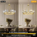 Gold Wagon Wheel Chandelier, 24 Inch Brass Chandeliers with Unique Glass Shade, 6-Light Crystal Farmhouse Wagon Wheel Chandeliers for Dining Room, Round Chandelier for Living Room, Foyer, Entryway by CozyNest Decor