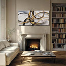 SOUGUAN Living Room Decor for Wall Abstract Wall Art 30x60in Black and Gold Wall Art Round Ring Wall Decoration for Bedroom Dining Room Home Office Ready to Hang by CozyNest Decor