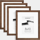 8x10 Picture Frame Set of 4 Natural Solid Walnut Photo Frames with 5x7 Removable Mat Wall Hanging Large Handcrafted Frame with HD Plexiglass Wall and Tabletop Display Large Poster Frame by CozyNest Decor