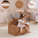 Toddler Chair,Sherpa Bear Kids Chair,Toddler Couch Fold Out,Children Reading Chair,Flip Out Kids Couch,Toddler Sofa Convertible for Age 1-3(Brown Bear) by TinyTreasures Baby Boutique