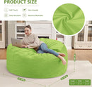 4FT Bean Bag Chair, Large Bean Bag Chairs with Memory Foam Filled, Fluffy Beanbag Sofa with Dutch Velvet Cover, Round BeanBag Chairs for Living Room, Playroom - Lime by TinyTreasures Baby Boutique