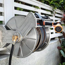 Giraffe Tools Stainless Steel Garden Hose Reel with 5/8" x 100 ft Heavy Duty Hose, Wall/Floor Mounted Metal Water Hose Reel with Crank Handle by GreenHaven Gardens