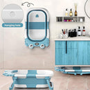 Collapsible Baby Bathtub for Newborns to Toddler with Real-time Temp Monitor & Floating Cushion,Portable Travel Tub for 0-36 Month, Foldable Baby Bath Tub for Infants Boy (Light Blue) by TinyTreasures Baby Boutique