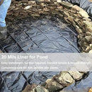 20 Mil Pond Liner, 10x13 Ft Pond HDPE Skins Small Fish Pond Liners Rubber Pond Tarp Easy Cutting Underlayment for Fountains, Waterfall & Water Gardens by GreenHaven Gardens
