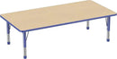 FDP Rectangle Activity School and Classroom Kids Table (36 x 72 inch), Toddler Legs, Adjustable Height 15-24 inches - Maple Top and Blue Edge by CozyNest Decor