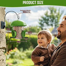 LONA Bird Feeders for Outdoors Hanging – 3 Separate Compartments, 3 Feeding Ports, Weatherproof Dome & 3 Ways to Hang, Large Capacity for Cardinals/Finches (Green by CozyNest Decor