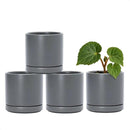 D'vine Dev Set of 4 Small Ceramic Plant Pots, 3.5 Inch Succulent Planter Pot for Plants with Drainage Hole and Saucer, Grey, 94-X-A-3 by GreenHaven Gardens
