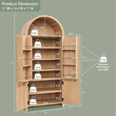 71" Tall Arched Bathroom Storage Cabinet, Modern Fluted Storage Cabinet w/Doors, 3 Adjustable Shelves, 6 Door Shelves, Wood Freestanding Cabinet for Bathroom, Entryway, Hallway, Natural by CozyNest Decor