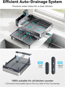 SUNLY Large Dish Drying Rack, Expandable Dish Racks for Kitchen Counter, Space Saving 304 Stainless Steel Drying Rack Kitchen, Extra Large Drainer with Multifunctional Flip Up Pegs, Gray by CozyNest Decor