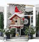 BLKWHT Winter Cardinal Bird House Flag 28 x 40 Vertical Double Sided Trees Snow Christmas Holiday Outside Decorations Burlap Yard Flag BW735-40 by GreenHaven Gardens