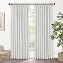 Macochico Pinch Pleated Blackout Linen Curtains 96 Inches Long 100% Light Blocking Burlap Curtains for Bedroom Living Room Thermal Window Panels with Tieback 72”Wx96”L Greyish White 1 Panel by CozyNest Decor