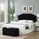 24KF Black Teddy Fabric Tufted for Queen Upholstered Headboard, Modern Vertical Channel Design Full Headboard with Stepped Silhouette Top Edge, 6026-Q-Teddy Black by CozyNest Decor
