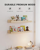 Nursery Book Shelves, 4-Pack Wood Floating Shelves for Wall Kids, Scalloped Shelves, Wall Book Shelves for Bedroom Kids, Toddler Room, Baby Room, Nursery Decor(Wood, 16.5 Inches) by TinyTreasures Baby Boutique