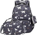 mygreen 3PCS Kids Backpack Set - Waterproof Bookbag with Lunch Box for Boys Ages 3-12, Adorable Cartoon Prints for School & Outdoor Use Grey Dogs by TinyTreasures Baby Boutique