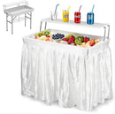 Outdoor Ice Cooler Folding Table with Extra Storage Shelf,Ice Tables for Parties with Drain,Cooler Server for Camping, Picnic, Wedding, BBQ, White by GreenHaven Gardens