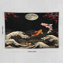 Houselerax Koi Fish Tapestry, Japanese Style Yin Yang Big Wave Cherry Blossom Tapestries Wall Hanging for Bedroom Living Room Office Decor 90"x60" by CozyNest Decor