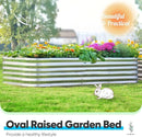 Quictent Raised Garden Bed Kit Oval Galvanized Metal Planter Box Tall for Vegetables Outdoor Backyard, Rubber Strip Edging Included, Silver 8x4x1.5 ft by GreenHaven Gardens