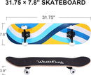 WhiteFang Skateboards for Beginners, Complete Skateboard 31 x 7.88, 7 Layer Canadian Maple Double Kick Concave Standard and Tricks Skateboards for Kids and Beginners by TinyTreasures Baby Boutique
