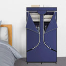 SORCEDAS Portable Wardrobe Closet Storage Organizer Metal Hanging Rack Non-Woven Fabric 34 Inch Coffee (34 Inch, Blue) by CozyNest Decor