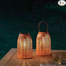 Set of 2 Solar Lantern Outdoor Waterproof Hanging Metal Birdcage Shaped Lantern Decorative Solar Light for Garden Yard Patio Porch, Orange by GreenHaven Gardens