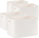 4 Pack Storage Baskets for Organizing, Woven Baskets for Shelves - Perfect for Toys, Books, Towels, and Clothes, Durable Gift Basket Bins Toy Storage, 12.7''L x9''W x7.8''H, White by CozyNest Decor