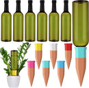 12 Pack Plant Watering Devices Include 6 Terracotta Self Watering Spikes and 6 Pcs 26 oz Plastic Bottles, Slow Release Vacation Insert Automatic Plant Waterer Device (Mixed Colors) by GreenHaven Gardens