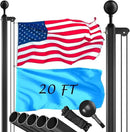 Flag Pole Kit 20FT, 12 Gauge 1.8mm Thickness Heavy Duty Flag Poles with 3x5 American Flag, Black Flag Pole for Outdoor House In Ground, Extra Thick Flagpoles Suitable for Yard and Garden by GreenHaven Gardens