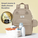 RUVALINO Diaper Bag Backpack-Multifunction Baby Travel Bag with Changing pad, Insulated Bottle Holders & Pacifier Case, Large Capacity, Waterproof, Clay by TinyTreasures Baby Boutique