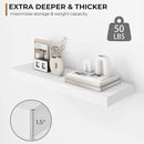 Fun Memories 24 Inch Floating Shelves - Deep Rustic White Wooden Wall Shelves - Extra Deeper & Thicker Wall Mounted Storage Shelf for Bedroom, Kitchen, Farmhouse - 2 Pack, Rustic White by CozyNest Decor