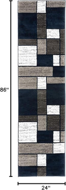 Rugshop Contemporary Modern Boxes Runner Rug 2' x 7'2"Navy by TinyTreasures Baby Boutique