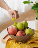 Fruit Bowl for Kitchen Counter, Porcelain Decorative Bowl for Home Décor Modern Pedestal Bowl with 3-Legs Large Centerpiece Bowl for Breads, Nuts, Brown by CozyNest Decor
