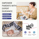 Tiny Land Montessori Baby Toy Set 0-3 Months Newborn Development Sensory Play Kit - 5-in-1 Mirror, Black & White Card Set, Rolling Bell, Play Mat, and Bed Wrap by TinyTreasures Baby Boutique