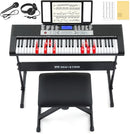 61 Key Piano Keyboard, Electric Keyboard Piano with Light-Up Keys, 255 Tones/Rhythms, Smart Learning System, Headphone, Microphone, Keyboard Stand, Stool, Stickers, Piano Keyboard Set for Beginners by TinyTreasures Baby Boutique