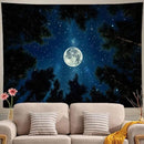 keowhsf Forest Galaxy Tapestry for Bedroom Ceiling - Starry Night Sky with Moon and Trees, Blue Aesthetic Wall Hanging, Milky Way Landscape Backdrop for Living Room and Dorm Decor by CozyNest Decor