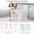 Orzbow Potty Training Seat, 2-IN-1 Toddler Potty Training Toilet with Step Stool, Stability Toilet Seat for Boys Girls with Splash Guard and Anti-Slip Pad, Adjustable Ladder & Potty Seat Height, Pink by TinyTreasures Baby Boutique
