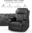 Recliner Chairs for Adults, FSC Certified Massage Rocker with Heated Modern Ergonomic Lounge 360 Degree Swivel Single Sofa Seat Living Room Lounge Recliners Black by CozyNest Decor