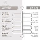 MORALVE Pants Hangers Space Saving - European Beechwood Scarf and Jean Hangers - Closet Organizer and Space Saver Pant Rack, Leggings Hanger, and Scarf Holder with 360° Swivel Hook (1 Pack) by CozyNest Decor