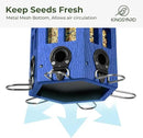 Kingsyard Wild Bird Feeder for Outdoor Hanging, Recycled Plastic Bird Feeders with 6 Ports & U-Shape Perch, Garden Yard Outside Decoration, 3.5 lbs Seed Capacity, Blue by GreenHaven Gardens