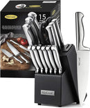 McCook® Knife Sets, German Stainless Steel Knife Block Sets with Built-in Sharpener by CozyNest Decor