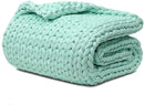 YnM Cooling Chunky Throw Blanket, Medium-Weight, Hand Knitted, Skin Friendly, Ventilated and Breathable, Machine Washable, Home Décor Piece for Couch, Sofa and Bed (Menthe Green, 40x50 Inch) by CozyNest Decor