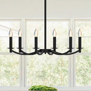 Modern Black Chandelier, Round LED Ceiling Hanging Lamp, Farmhouse Candle Pendant Light Fixtures for Bedroom Living Room Dining Room Kitchen Island (Black-A 6Lights) by CozyNest Decor