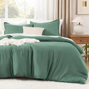 Litanika Comforters Queen Size Haze Green, 3 Pieces Lightweight Solid Bedding Set & Collections, All Season Fluffy Bed Set (90x90 Inches Comforter & 2 Pillowcases) by CozyNest Decor