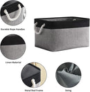 TheWarmHome Collapsible Storage Bin for Shelves - 16x12x8 inch Large 3 Pack Storage Basket for Organizing with Rope, Fabric Storage Cubes for Organizer Toy Cloth Gift Closet (Black & Grey) by TinyTreasures Baby Boutique