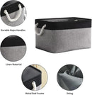 TheWarmHome Storage Basket for Organizing- 16x12x8 inch 1 Pack Fabric Storage Cubes, Bins for Organization for Shelves Organizer Gift Laundry Cloth Toy (Grey & Black) by CozyNest Decor