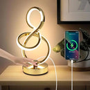 Modern Table Lamp, LED Bedside lamp with USB C+A ports, Touch Stepless Dimmable Nightstand lamp, Unique Spiral Table lamp for Bedroom Living Room Home Office, Spiral lamp for Ideal Gift, Gold by CozyNest Decor